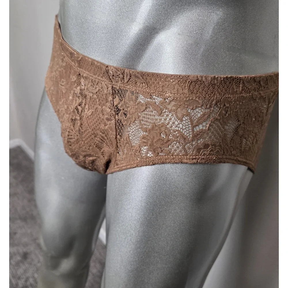 Cosabella‎ Never Say Never Mens Lace Briefs Brown Floral Italian Lace Low Rise